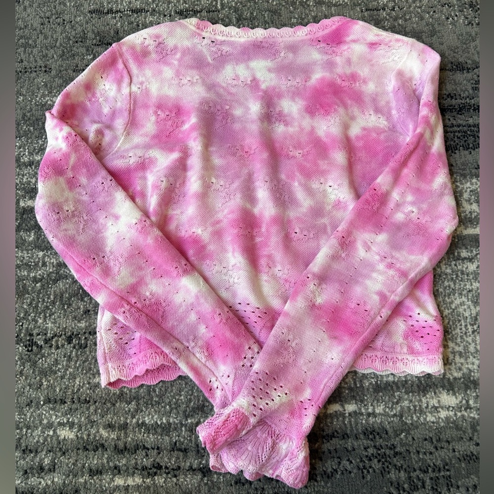 LOVE SHACK FANCY Aldridge Tie-Dye Pointelle Cardigan - Picture 4 of 10